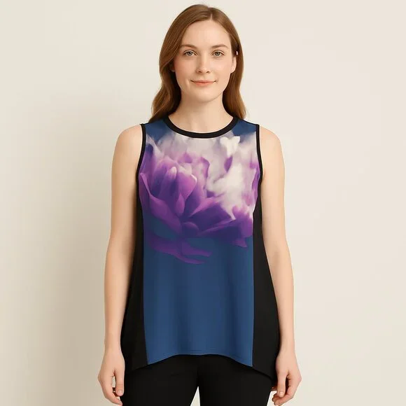 Alfani Navy Tunic with Purple Floral Front Panel - Picture 9 of 9